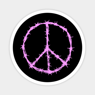 Barbed Wire Peace Sign (pink) Magnet